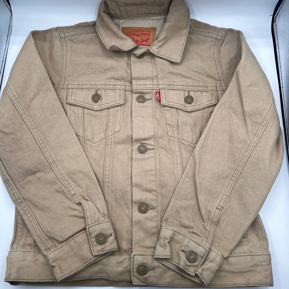 Boys Kids‎ Youth Levi's Trucker Tan Denim Jean Jacket Medium 10 12 M NWOT
